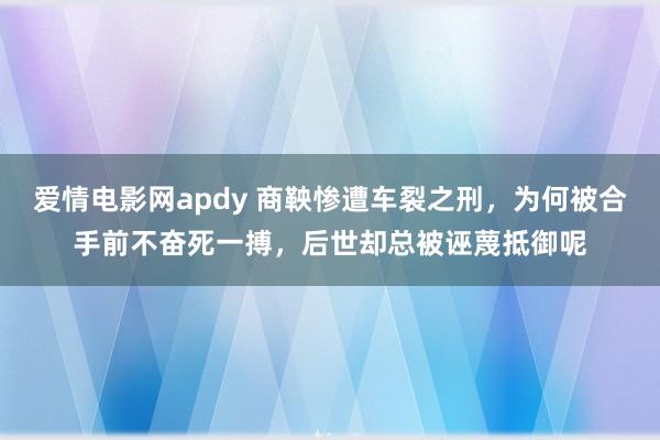 爱情电影网apdy 商鞅惨遭车裂之刑，为何被合手前不奋死一搏，后世却总被诬蔑抵御呢