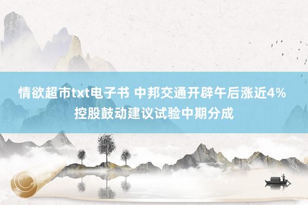 情欲超市txt电子书 中邦交通开辟午后涨近4% 控股鼓动建议试验中期分成