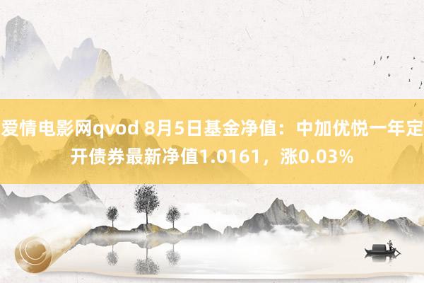 爱情电影网qvod 8月5日基金净值：中加优悦一年定开债券最新净值1.0161，涨0.03%