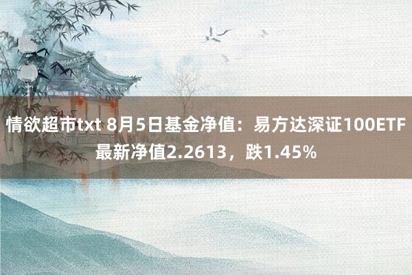 情欲超市txt 8月5日基金净值：易方达深证100ETF最新净值2.2613，跌1.45%