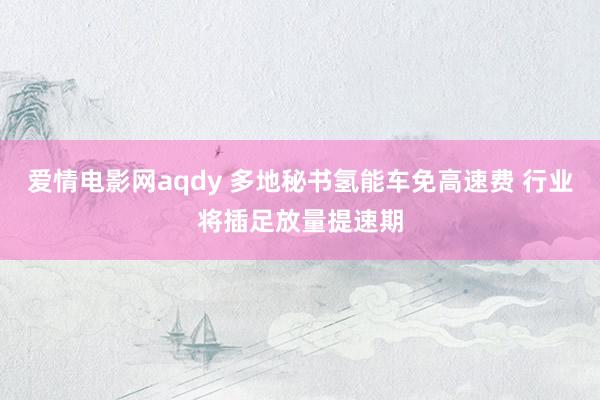 爱情电影网aqdy 多地秘书氢能车免高速费 行业将插足放量提速期