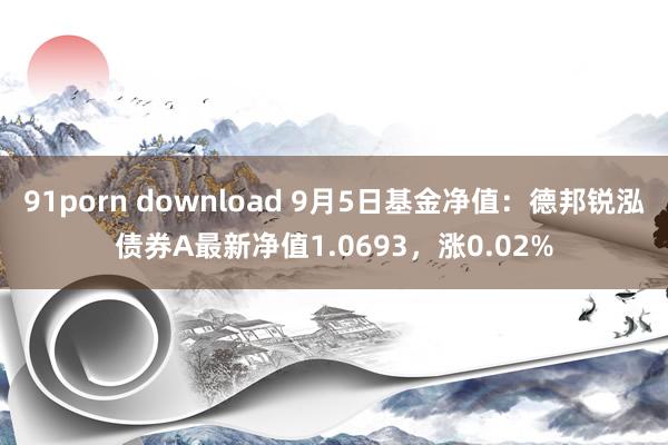 91porn download 9月5日基金净值：德邦锐泓债券A最新净值1.0693，涨0.02%