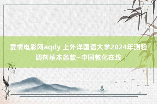 爱情电影网aqdy 上外洋国语大学2024年测验调剂基本条款—中国教化在线